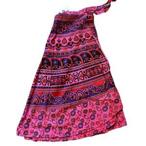 Purple/Pink Wrap Maxi Skirt Ethnic Pattern Made in India NWT
